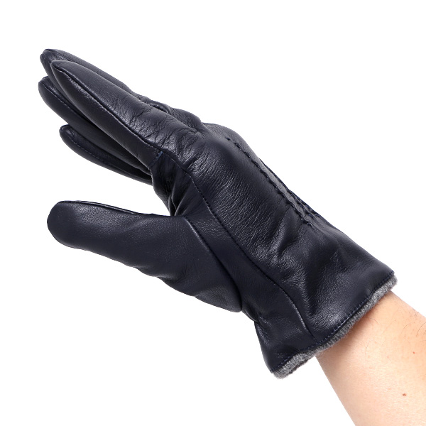 KURODA(クロダ) 手袋 メンズ 防寒 本革 スマホ対応 ブルー ネイビー 青色 レザー グローブ 高級 夫 旦那 プレゼント ギフト 通勤 スーツ