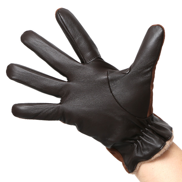  ヤギ革 手袋 メンズ スマホ対応 カシミヤ50％裏地 ブラウン 茶 茶色 防寒 カジュアル キレイめ 高級 上品 KURODA(クロダ)