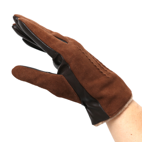  ヤギ革 手袋 メンズ スマホ対応 カシミヤ50％裏地 ブラウン 茶 茶色 防寒 カジュアル キレイめ 高級 上品 KURODA(クロダ)