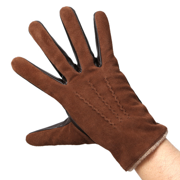  ヤギ革 手袋 メンズ スマホ対応 カシミヤ50％裏地 ブラウン 茶 茶色 防寒 カジュアル キレイめ 高級 上品 KURODA(クロダ)