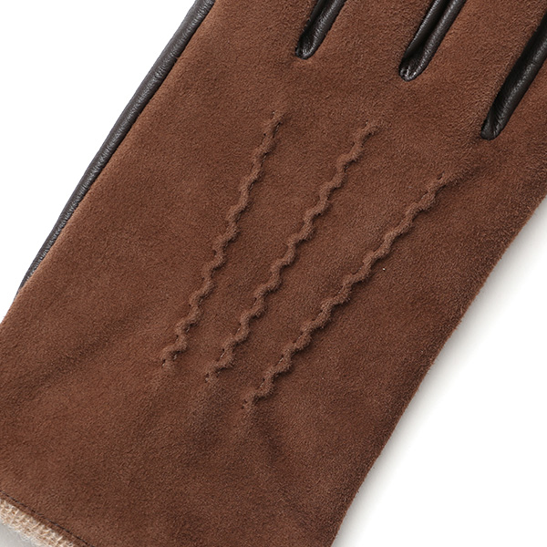  ヤギ革 手袋 メンズ スマホ対応 カシミヤ50％裏地 ブラウン 茶 茶色 防寒 カジュアル キレイめ 高級 上品 KURODA(クロダ)