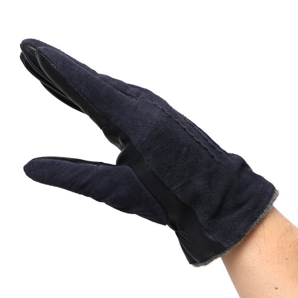  ヤギ革 手袋 メンズ スマホ対応 カシミヤ50％裏地 ブルー ネイビー 青色 防寒 カジュアル キレイめ 高級 上品 KURODA(クロダ)
