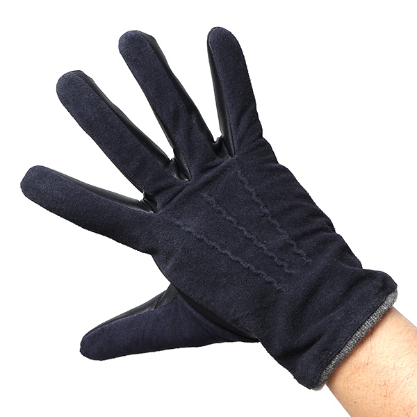  ヤギ革 手袋 メンズ スマホ対応 カシミヤ50％裏地 ブルー ネイビー 青色 防寒 カジュアル キレイめ 高級 上品 KURODA(クロダ)
