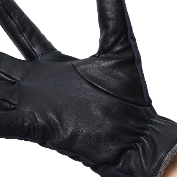  ヤギ革 手袋 メンズ スマホ対応 カシミヤ50％裏地 ブルー ネイビー 青色 防寒 カジュアル キレイめ 高級 上品 KURODA(クロダ)