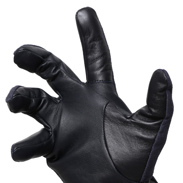  ヤギ革 手袋 メンズ スマホ対応 カシミヤ50％裏地 ブルー ネイビー 青色 防寒 カジュアル キレイめ 高級 上品 KURODA(クロダ)