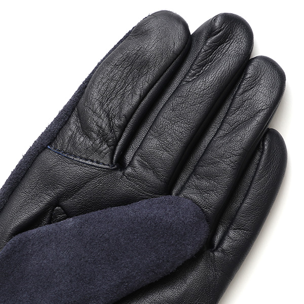  ヤギ革 手袋 メンズ スマホ対応 カシミヤ50％裏地 ブルー ネイビー 青色 防寒 カジュアル キレイめ 高級 上品 KURODA(クロダ)