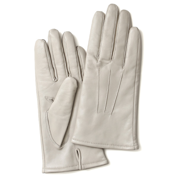 KURODA(クロダ) イタリーラム カシミヤ100％裏地 三本山 レディース 本革手袋 ライトグレー
