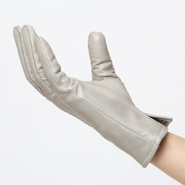  KURODA(クロダ) 革手袋 レディース カシミヤ裏地 ライトグレー グレー グレイ 灰色 防寒 グローブ 本革 レザー ウィメンズ 女性 通勤 スーツ ビジネス キレイめ 高級