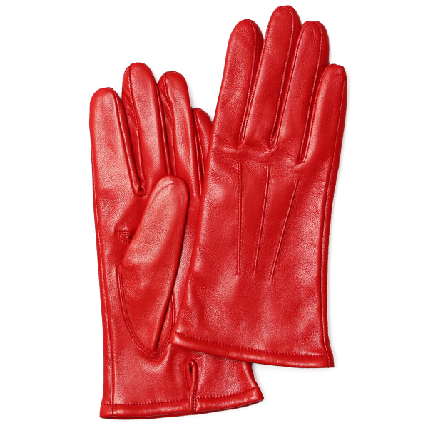 KURODA(クロダ) イタリーラム カシミヤ100％裏地 三本山 レディース 本革手袋 レッド