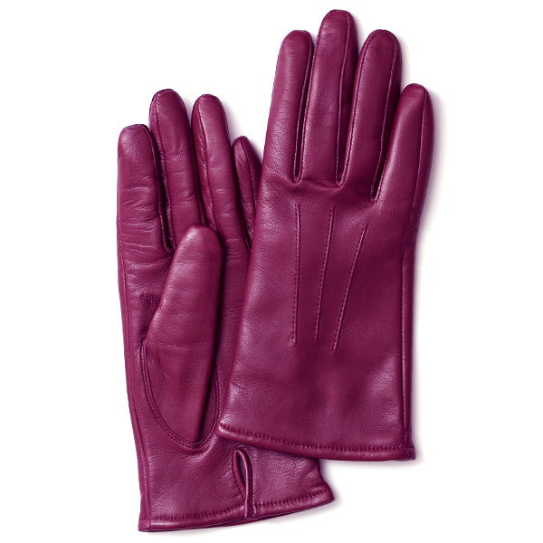 KURODA(クロダ) イタリーラム カシミヤ100％裏地 三本山 レディース 本革手袋 レッドパープル