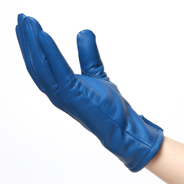 KURODA(クロダ) 革手袋 レディース カシミヤ裏地 ブルー ネイビー 青色 防寒 グローブ 本革 レザー ウィメンズ 女性 通勤 スーツ ビジネス キレイめ 高級