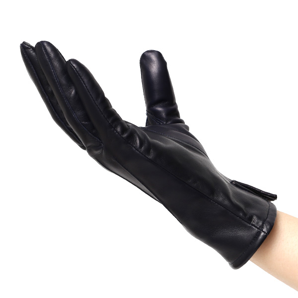  KURODA(クロダ) 革手袋 レディース カシミヤ裏地 ブルー ネイビー 青色 防寒 グローブ 本革 レザー ウィメンズ 女性 通勤 スーツ ビジネス キレイめ 高級