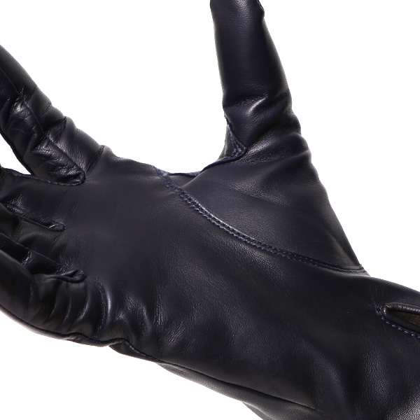  KURODA(クロダ) 革手袋 レディース カシミヤ裏地 ブルー ネイビー 青色 防寒 グローブ 本革 レザー ウィメンズ 女性 通勤 スーツ ビジネス キレイめ 高級