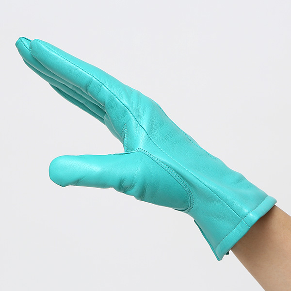  KURODA(クロダ) 革手袋 レディース カシミヤ裏地 ターコイズ ブルー ネイビー 青色 防寒 グローブ 本革 レザー ウィメンズ 女性 通勤 スーツ ビジネス キレイめ 高級