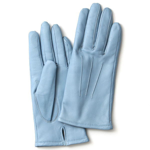 KURODA(クロダ) イタリーラム カシミヤ100％裏地 三本山 レディース 本革手袋 ライトブルー