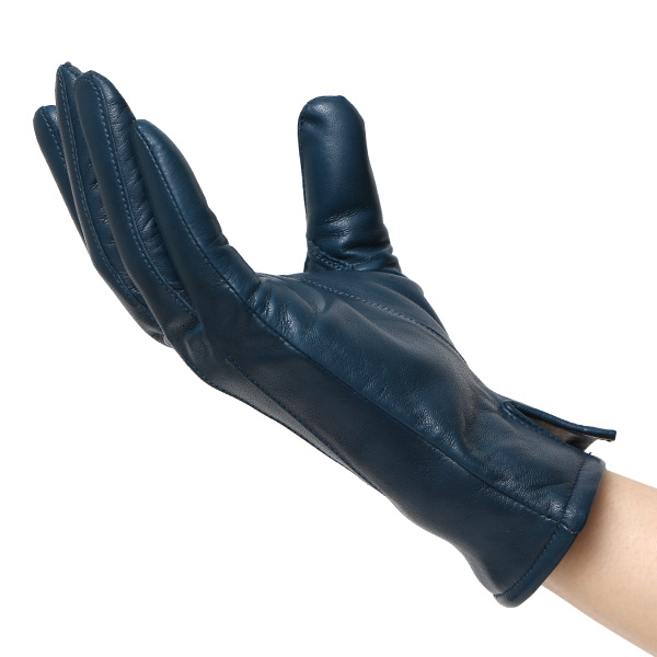  KURODA(クロダ) 革手袋 レディース カシミヤ裏地 ブルー ネイビー 青色 防寒 グローブ 本革 レザー ウィメンズ 女性 通勤 スーツ ビジネス キレイめ 高級