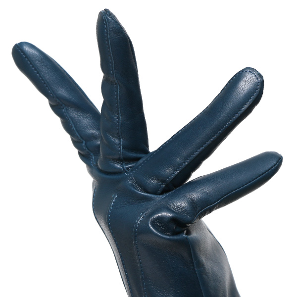  KURODA(クロダ) 革手袋 レディース カシミヤ裏地 ブルー ネイビー 青色 防寒 グローブ 本革 レザー ウィメンズ 女性 通勤 スーツ ビジネス キレイめ 高級