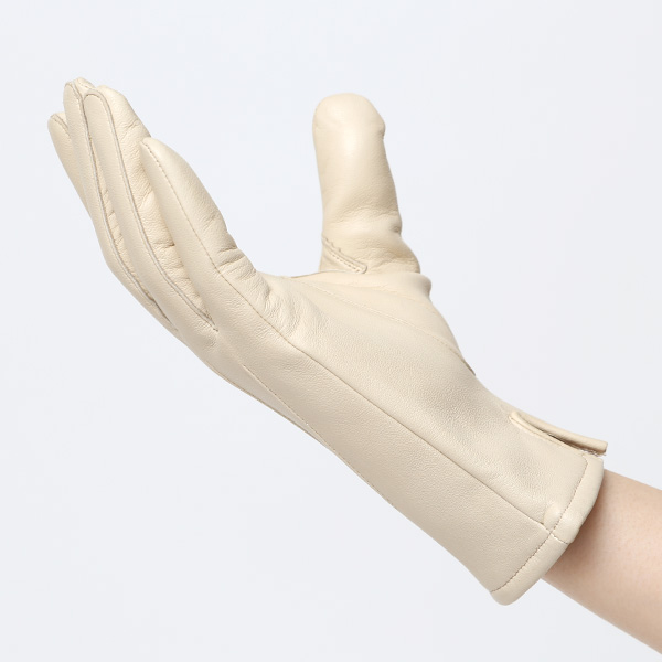 KURODA(クロダ) 革手袋 レディース カシミヤ裏地 ベージュ 肌色 防寒 グローブ 本革 レザー ウィメンズ 女性 通勤 スーツ ビジネス キレイめ 高級