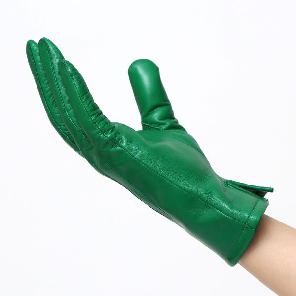  KURODA(クロダ) 革手袋 レディース カシミヤ裏地 グリーン 緑色 防寒 グローブ 本革 レザー ウィメンズ 女性 通勤 スーツ ビジネス キレイめ 高級