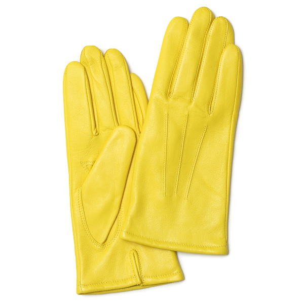KURODA(クロダ) イタリーラム カシミヤ100％裏地 三本山 レディース 本革手袋 イエロー