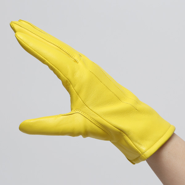  KURODA(クロダ) 革手袋 レディース カシミヤ裏地 イエロー 黄色 防寒 グローブ 本革 レザー ウィメンズ 女性 通勤 スーツ ビジネス キレイめ 高級