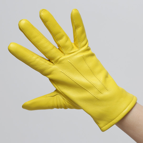  KURODA(クロダ) 革手袋 レディース カシミヤ裏地 イエロー 黄色 防寒 グローブ 本革 レザー ウィメンズ 女性 通勤 スーツ ビジネス キレイめ 高級