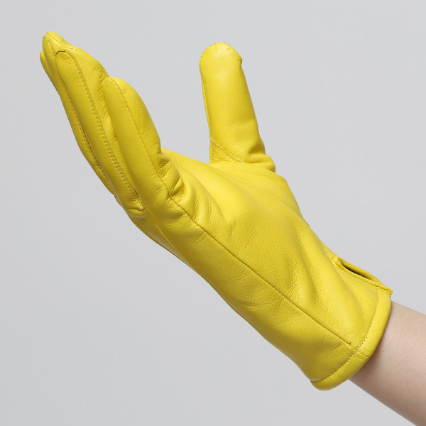  KURODA(クロダ) 革手袋 レディース カシミヤ裏地 イエロー 黄色 防寒 グローブ 本革 レザー ウィメンズ 女性 通勤 スーツ ビジネス キレイめ 高級