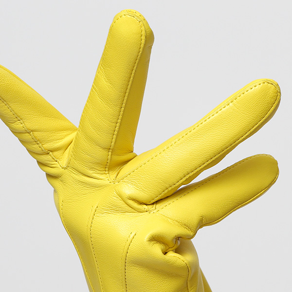  KURODA(クロダ) 革手袋 レディース カシミヤ裏地 イエロー 黄色 防寒 グローブ 本革 レザー ウィメンズ 女性 通勤 スーツ ビジネス キレイめ 高級