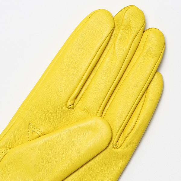  KURODA(クロダ) 革手袋 レディース カシミヤ裏地 イエロー 黄色 防寒 グローブ 本革 レザー ウィメンズ 女性 通勤 スーツ ビジネス キレイめ 高級