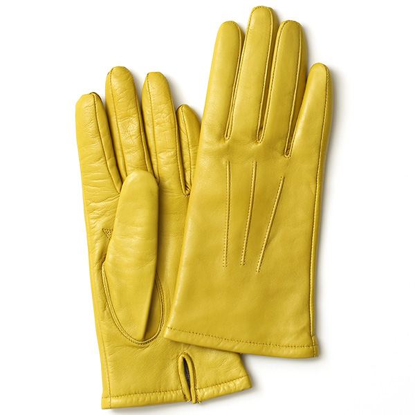 KURODA(クロダ) イタリーラム カシミヤ100％裏地 三本山 レディース 本革手袋 マスタード