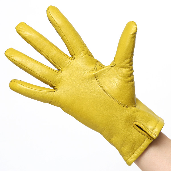  KURODA(クロダ) 革手袋 レディース カシミヤ裏地 イエロー 黄色 防寒 グローブ 本革 レザー ウィメンズ 女性 通勤 スーツ ビジネス キレイめ 高級