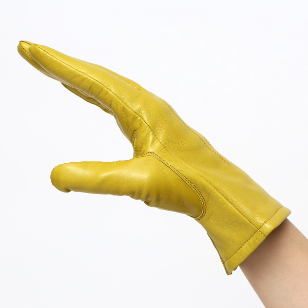  KURODA(クロダ) 革手袋 レディース カシミヤ裏地 イエロー 黄色 防寒 グローブ 本革 レザー ウィメンズ 女性 通勤 スーツ ビジネス キレイめ 高級