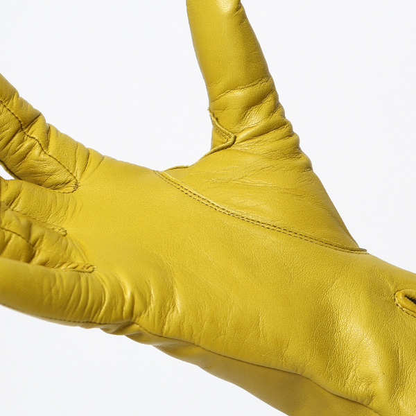  KURODA(クロダ) 革手袋 レディース カシミヤ裏地 イエロー 黄色 防寒 グローブ 本革 レザー ウィメンズ 女性 通勤 スーツ ビジネス キレイめ 高級