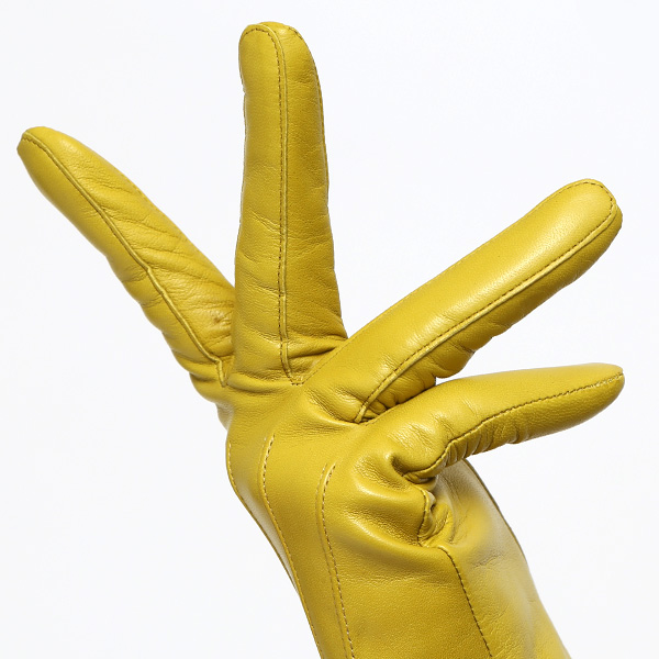  KURODA(クロダ) 革手袋 レディース カシミヤ裏地 イエロー 黄色 防寒 グローブ 本革 レザー ウィメンズ 女性 通勤 スーツ ビジネス キレイめ 高級
