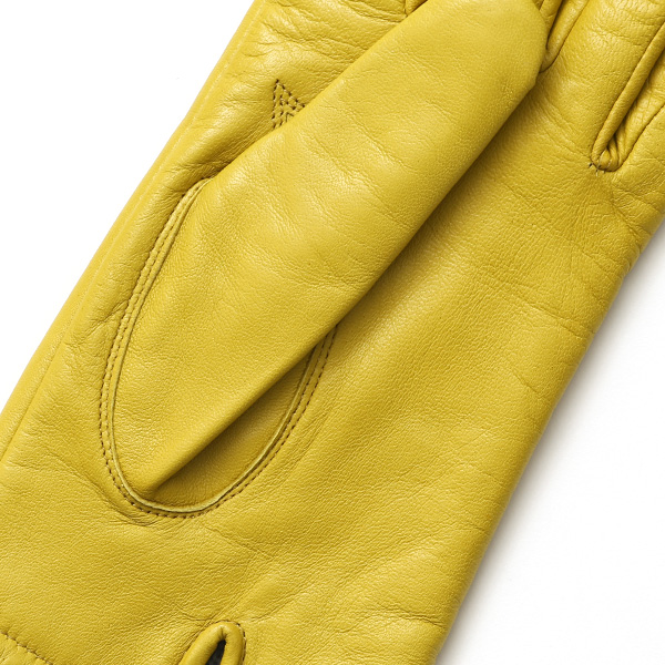  KURODA(クロダ) 革手袋 レディース カシミヤ裏地 イエロー 黄色 防寒 グローブ 本革 レザー ウィメンズ 女性 通勤 スーツ ビジネス キレイめ 高級