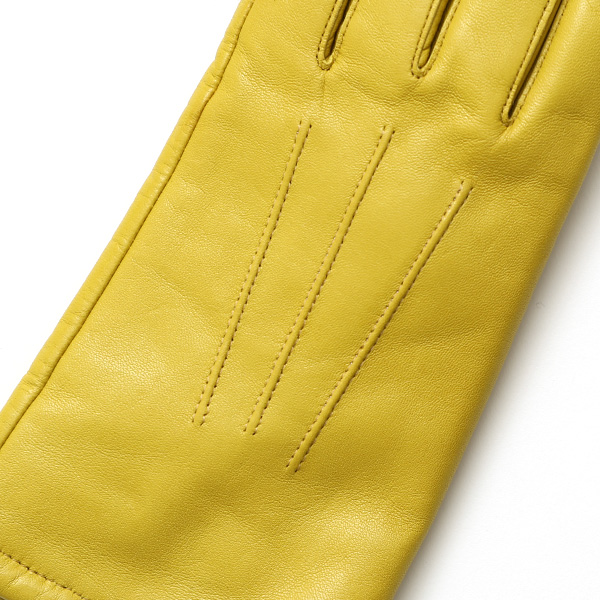  KURODA(クロダ) 革手袋 レディース カシミヤ裏地 イエロー 黄色 防寒 グローブ 本革 レザー ウィメンズ 女性 通勤 スーツ ビジネス キレイめ 高級