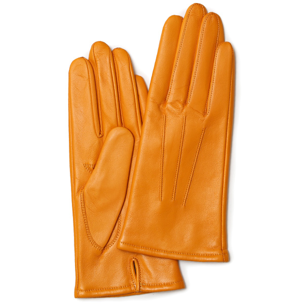 KURODA(クロダ) イタリーラム カシミヤ100％裏地 三本山 レディース 本革手袋 オレンジ