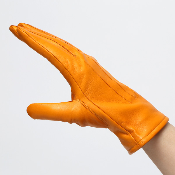  KURODA(クロダ) 革手袋 レディース カシミヤ裏地 オレンジ 橙色 防寒 グローブ 本革 レザー ウィメンズ 女性 通勤 スーツ ビジネス キレイめ 高級