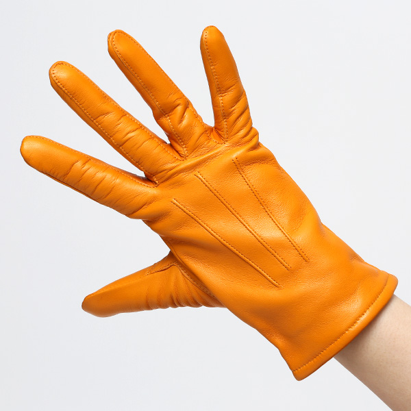  KURODA(クロダ) 革手袋 レディース カシミヤ裏地 オレンジ 橙色 防寒 グローブ 本革 レザー ウィメンズ 女性 通勤 スーツ ビジネス キレイめ 高級