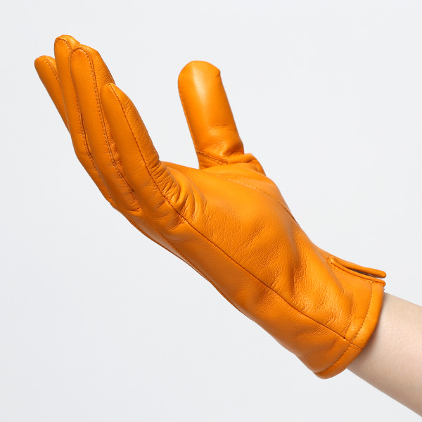  KURODA(クロダ) 革手袋 レディース カシミヤ裏地 オレンジ 橙色 防寒 グローブ 本革 レザー ウィメンズ 女性 通勤 スーツ ビジネス キレイめ 高級