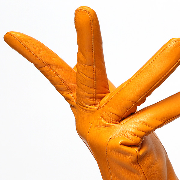  KURODA(クロダ) 革手袋 レディース カシミヤ裏地 オレンジ 橙色 防寒 グローブ 本革 レザー ウィメンズ 女性 通勤 スーツ ビジネス キレイめ 高級