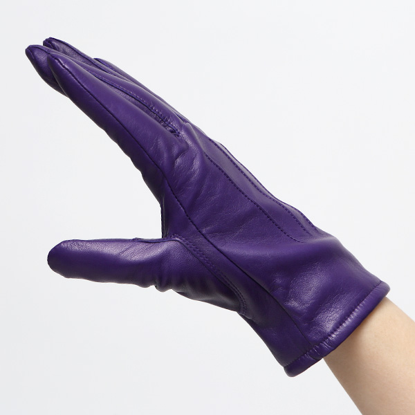  KURODA(クロダ) 革手袋 レディース カシミヤ裏地 パープル 紫色 防寒 グローブ 本革 レザー ウィメンズ 女性 通勤 スーツ ビジネス キレイめ 高級