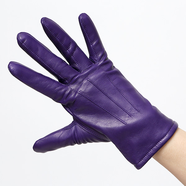  KURODA(クロダ) 革手袋 レディース カシミヤ裏地 パープル 紫色 防寒 グローブ 本革 レザー ウィメンズ 女性 通勤 スーツ ビジネス キレイめ 高級