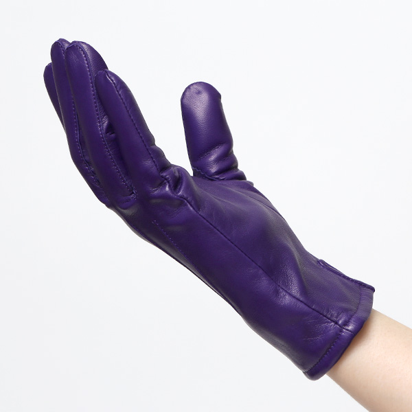  KURODA(クロダ) 革手袋 レディース カシミヤ裏地 パープル 紫色 防寒 グローブ 本革 レザー ウィメンズ 女性 通勤 スーツ ビジネス キレイめ 高級