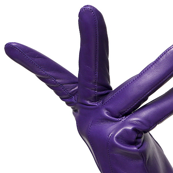  KURODA(クロダ) 革手袋 レディース カシミヤ裏地 パープル 紫色 防寒 グローブ 本革 レザー ウィメンズ 女性 通勤 スーツ ビジネス キレイめ 高級