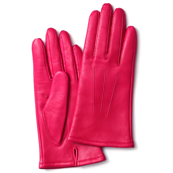 KURODA(クロダ) イタリーラム カシミヤ100％裏地 三本山 レディース 本革手袋 ピンク