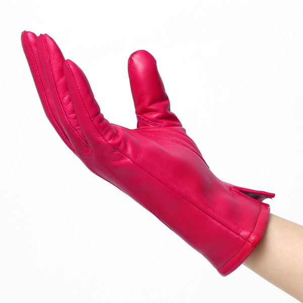  KURODA(クロダ) 革手袋 レディース カシミヤ裏地 ピンク 桃色 防寒 グローブ 本革 レザー ウィメンズ 女性 通勤 スーツ ビジネス キレイめ 高級