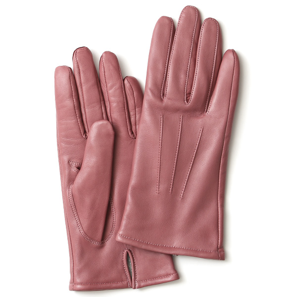 KURODA(クロダ) イタリーラム カシミヤ100％裏地 三本山 レディース 本革手袋 モーヴピンク