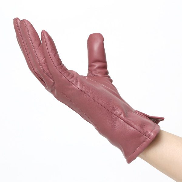 KURODA(クロダ) 革手袋 レディース カシミヤ裏地 ピンク 桃色 防寒 グローブ 本革 レザー ウィメンズ 女性 通勤 スーツ ビジネス キレイめ 高級