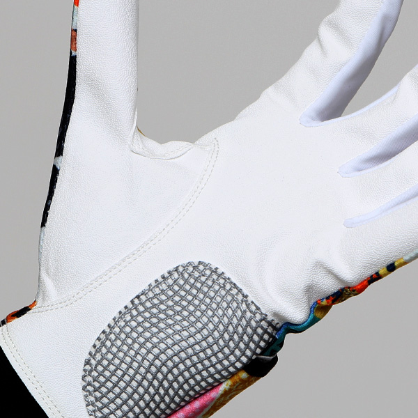 ゴルフグローブ レディース オシャレ 左手 総柄 カラフル 洗濯可能 ストレッチ 夏 手袋 ゴルフ 右利き用 ブラック 黒 黒色 速乾 UVカット プレゼント 妻 彼女 ギフト ゴルフ 人気 サイズ XS/M ブランド ペレック(PELLEK)